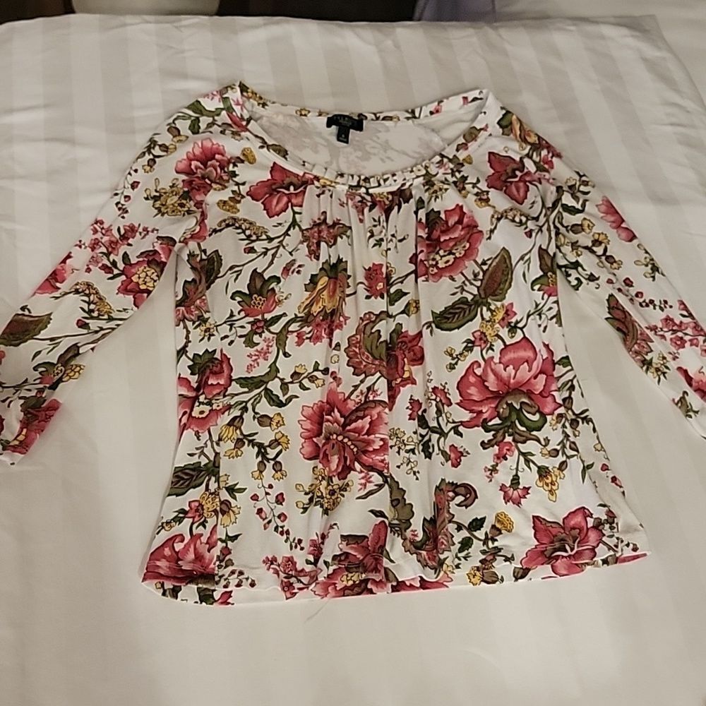 Talbots 3/4 sleeve floral top Size S